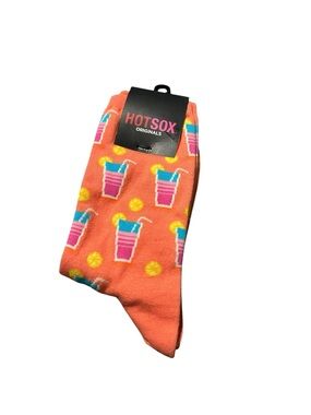 HOTSOX Orange Tropical Drink Pattern Men’s Crew Socks